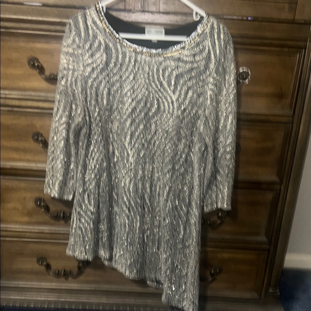 JM Collection Black and silver Knit Sweater.